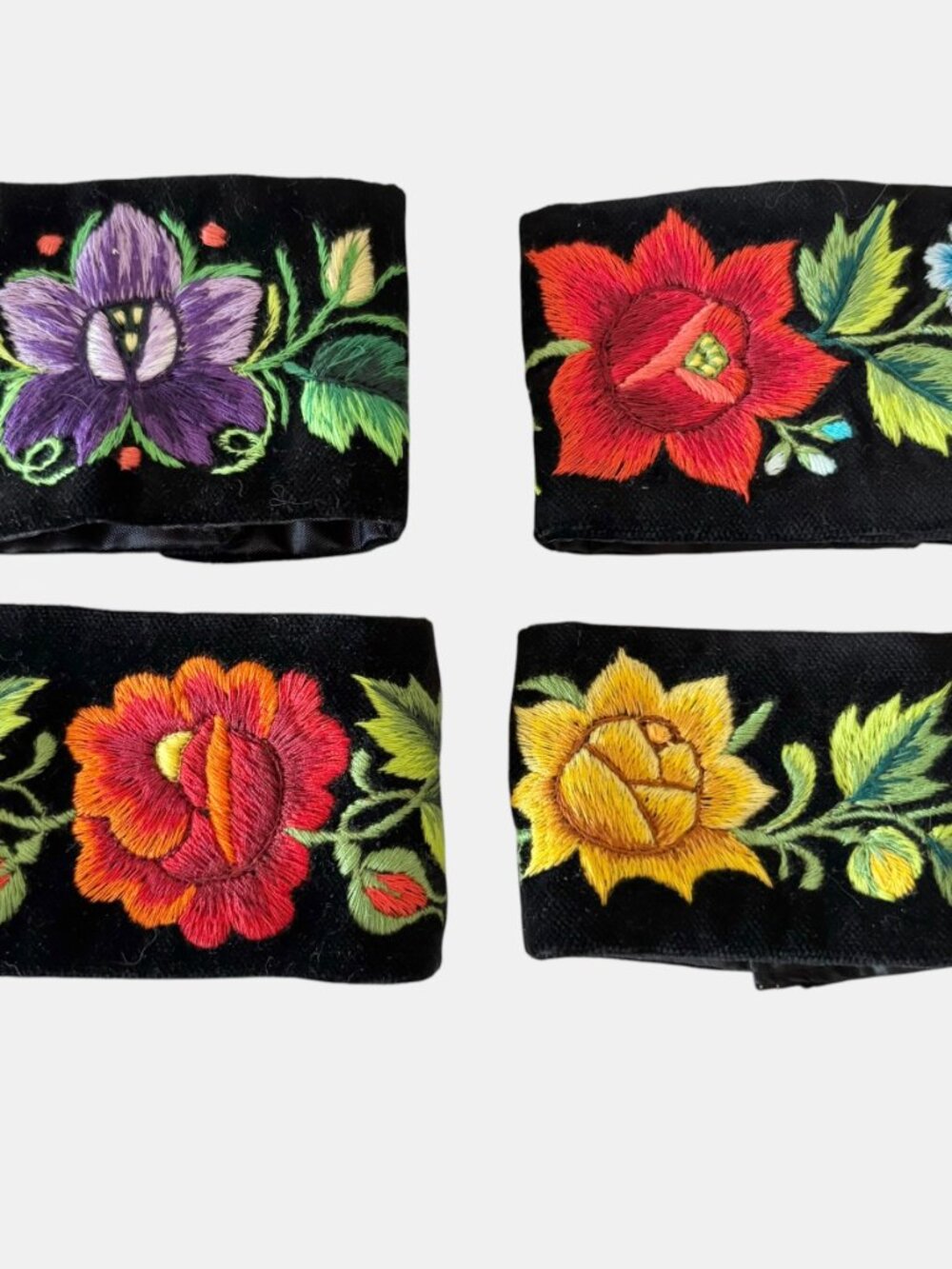 Lowicz Poland Embroidered Floral Folk Cuffs Polish - Picture 4 of 13